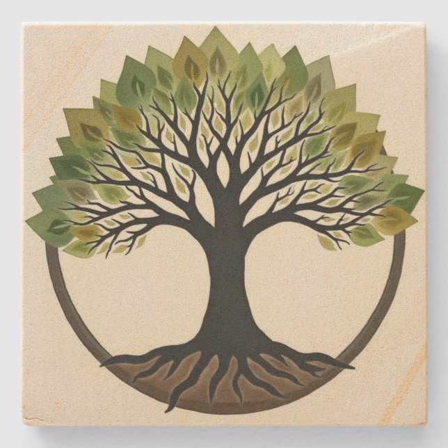 Tree of Life  Stone Coaster (Front)