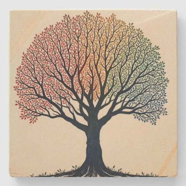 Tree of Life  Stone Coaster (Front)