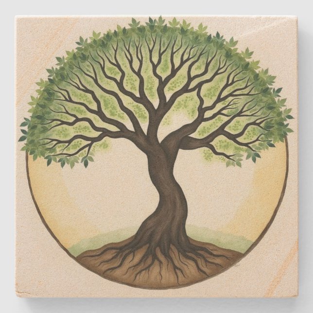 Tree of Life  Stone Coaster (Front)