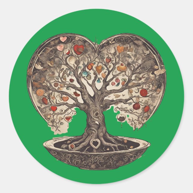 tree of life strength and connection, growth, classic round sticker (Front)