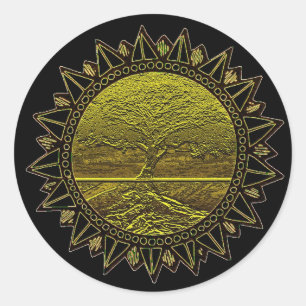 Tree of Life Sun Salutation Classic Round Sticker