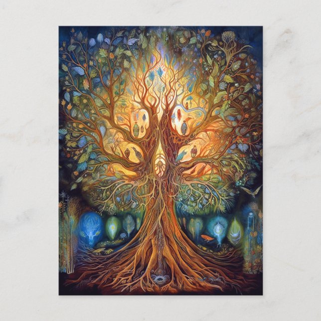 Tree Of Life Surreal Nature Art Postcard (Front)