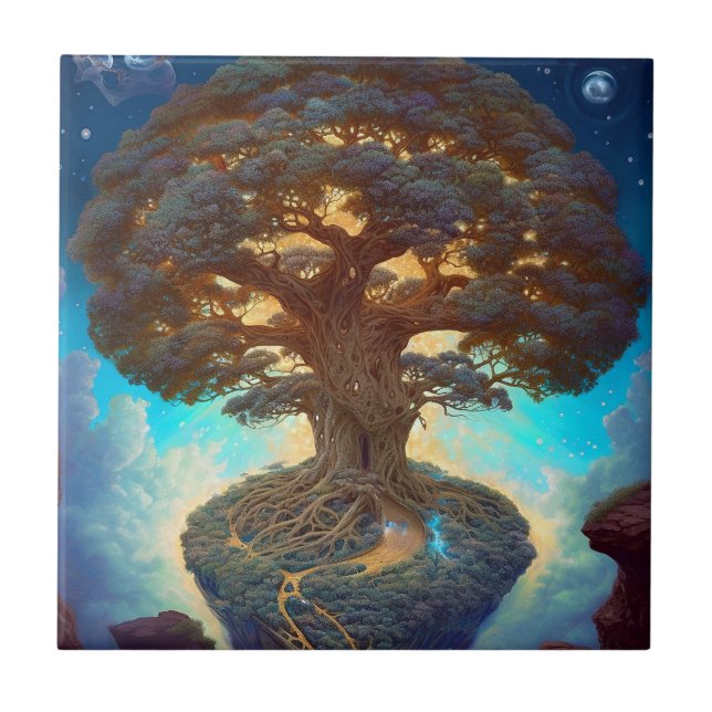 Tree Of Life Surreal Nature Art Tile (Front)