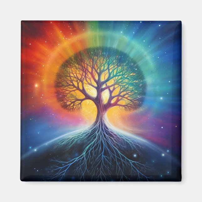 Tree Of Life Surreal Rainbow Art Magnet (Front)