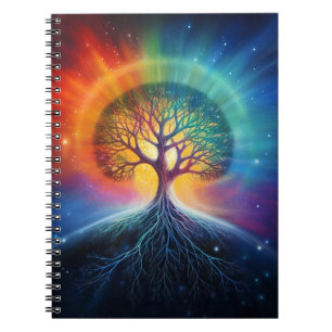Tree Of Life Surreal Rainbow Art Notebook