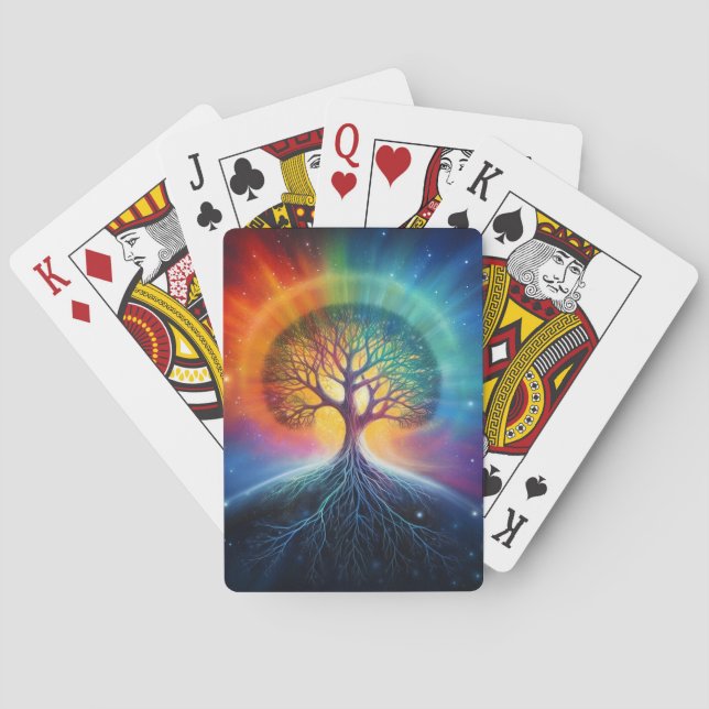 Tree Of Life Surreal Rainbow Art Playing Cards (Back)