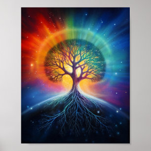 Tree Of Life Surreal Rainbow Art Poster