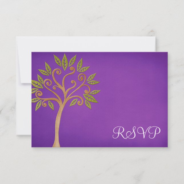 Tree of Life Swirls Purple Bat Mitzvah RSVP (Front)