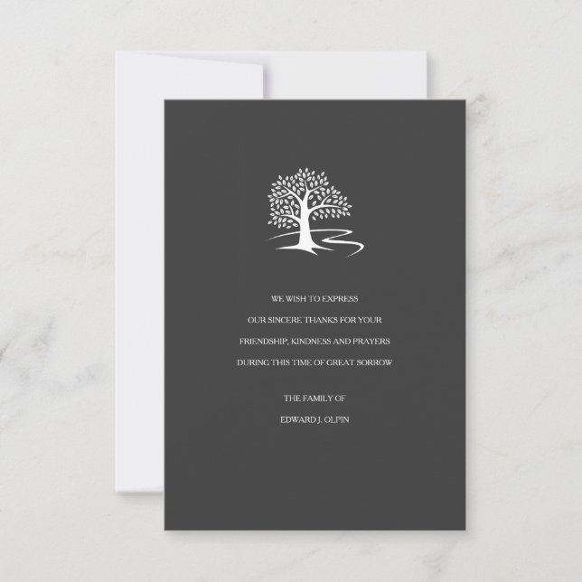 Tree of Life Sympathy Thank You Card (Front)