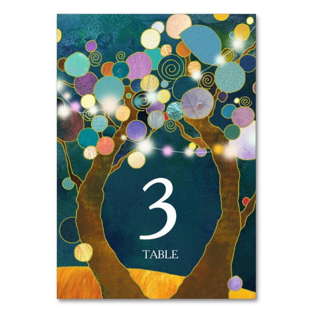 Tree of Life Teal Wedding Table Number (Front)