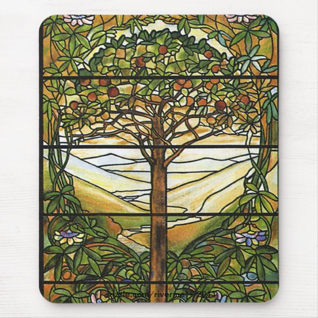 Tree of Life/Tiffany Stained Glass Window Mouse Mat (Front)
