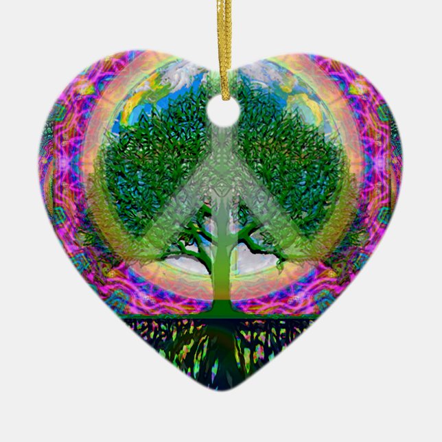 Tree of Life Unity and Peace Ceramic Tree Decoration (Front)
