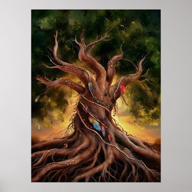 Tree of Life: Vibrant Foliage with Bohemian Flair Poster (Front)