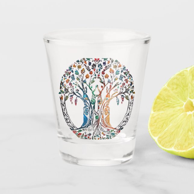 Tree of Life Vivid coloured  Shot Glass (Front)