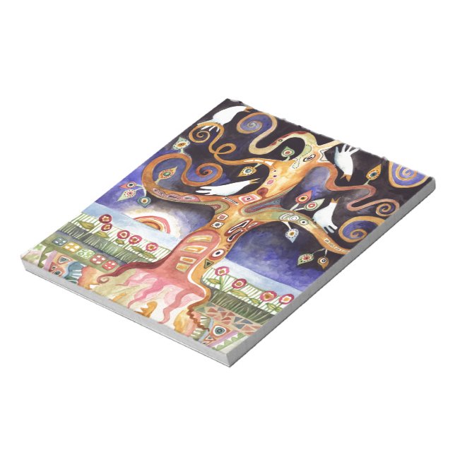 TREE OF LIFE Watercolor Doves Notepad (Rotated)