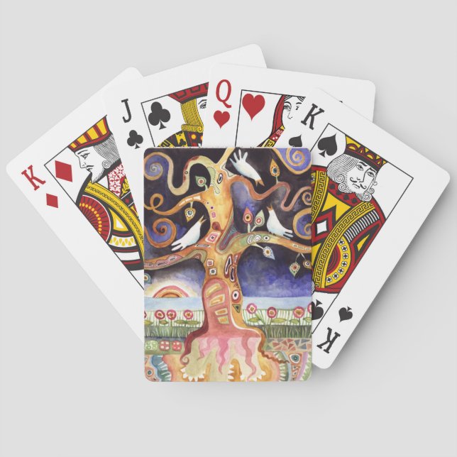 TREE OF LIFE Watercolor Doves Playing Cards (Back)