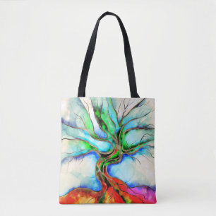 Tree of life - watercolor, ink and gold tote bag