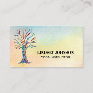 Tree of Life Watercolor Yoga Instructor  Business Card