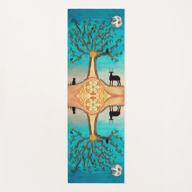 Tree of Life Watercolor Yoga Mat (Front)
