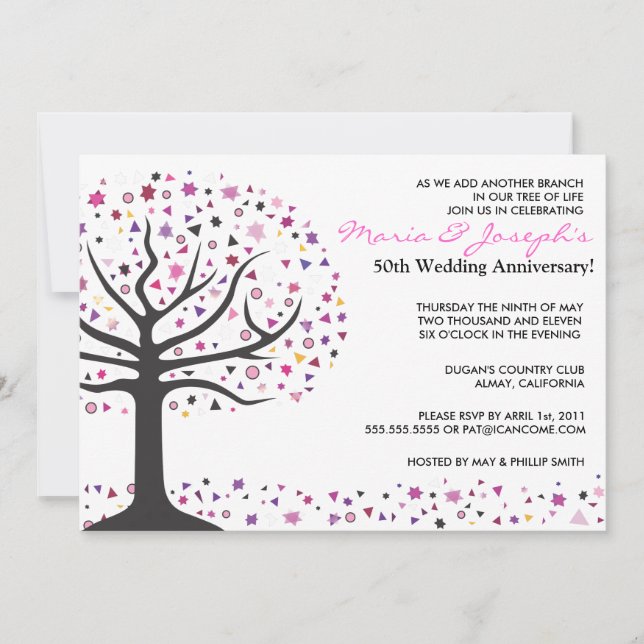 Tree of Life Wedding Anniversary Party Invitation (Front)