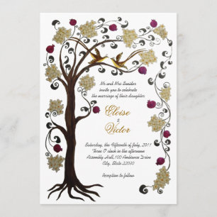 Tree of Life wedding invitation (v) cream /white