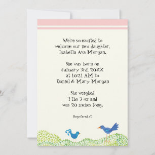 Tree of Life, Whimsical Girl Birth Announcement