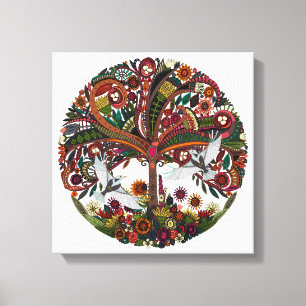 tree of life white canvas print