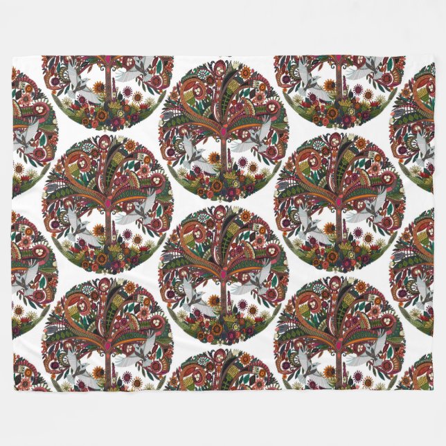 tree of life white fleece blanket (Front (Horizontal))