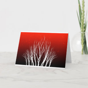 Tree of Life: White trees on Red Art Holiday Card