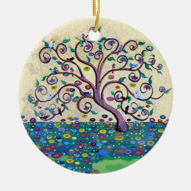 Tree of life with birds ceramic tree decoration (Front)