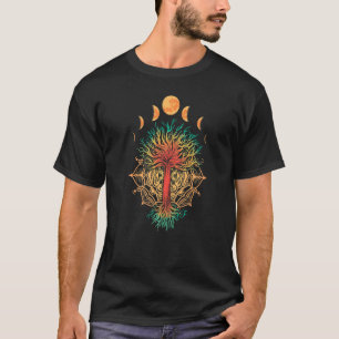 Tree Of Life With Moon Phases Spiritual Yoga Chakr T-Shirt