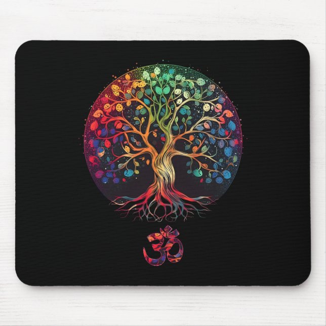 Tree Of Life With Om Symbol Yoga  Mouse Mat (Front)