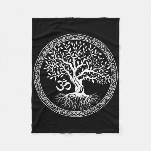 Tree Of Life With Om Symbol Yoga Zen Meditation Sp Fleece Blanket