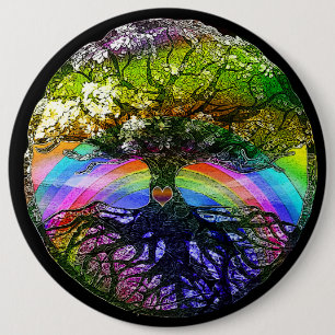 Tree of Life with Rainbow Heart 6 Cm Round Badge