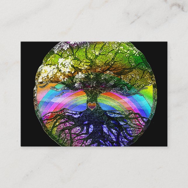 Tree of Life with Rainbow Heart Business Card (Front)