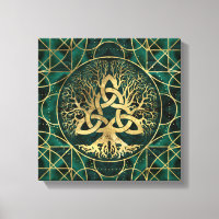Tree of life with Triquetra Malachite and Gold