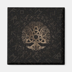 Tree of life with Triquetra on Futhark pattern Magnet