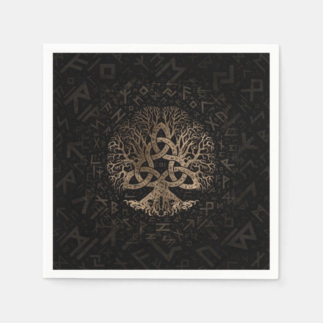 Tree of life with Triquetra on Futhark pattern Napkin (Front)