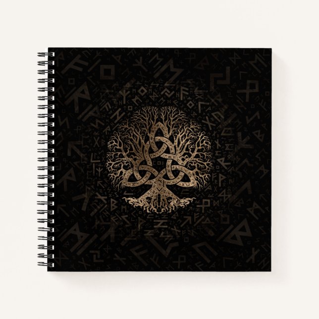 Tree of life with Triquetra on Futhark pattern Notebook (Front)