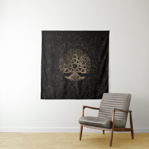 Tree of life with Triquetra on Futhark pattern Tapestry