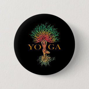 Tree Of Life With Woman Yoga Chakra Haka Yoga 6 Cm Round Badge