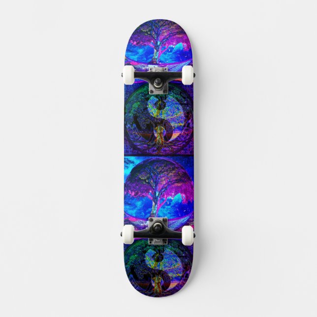 Tree of Life with Yin Yangs Skateboard (Front)
