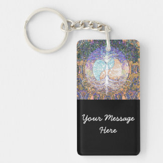 Tree of life with ying yang and heart symbol key ring