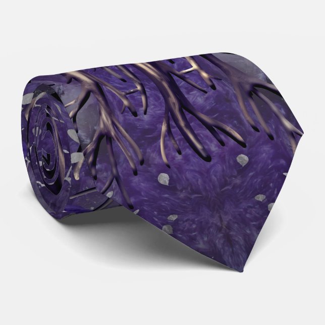 Tree of life -Yggdrasil Amethyst and silver Tie (Rolled)