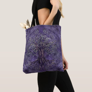 Tree of life -Yggdrasil Amethyst and silver Tote Bag
