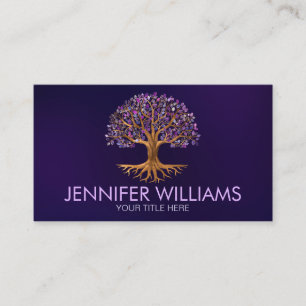 Tree of life - Yggdrasil - Amethyst Leaves Business Card