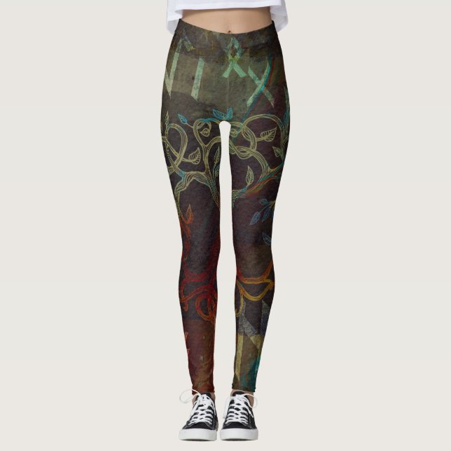 Tree of life  -Yggdrasil - and runes Leggings (Front)