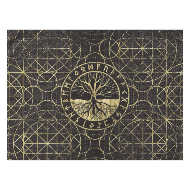 Tree of life  -Yggdrasil and  Runes Tablecloth (Front (Horizontal))