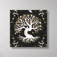 Tree of Life - Yggdrasil - black white and gold