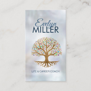 Tree of life - Yggdrasil - Colourful Dot Leaves Business Card